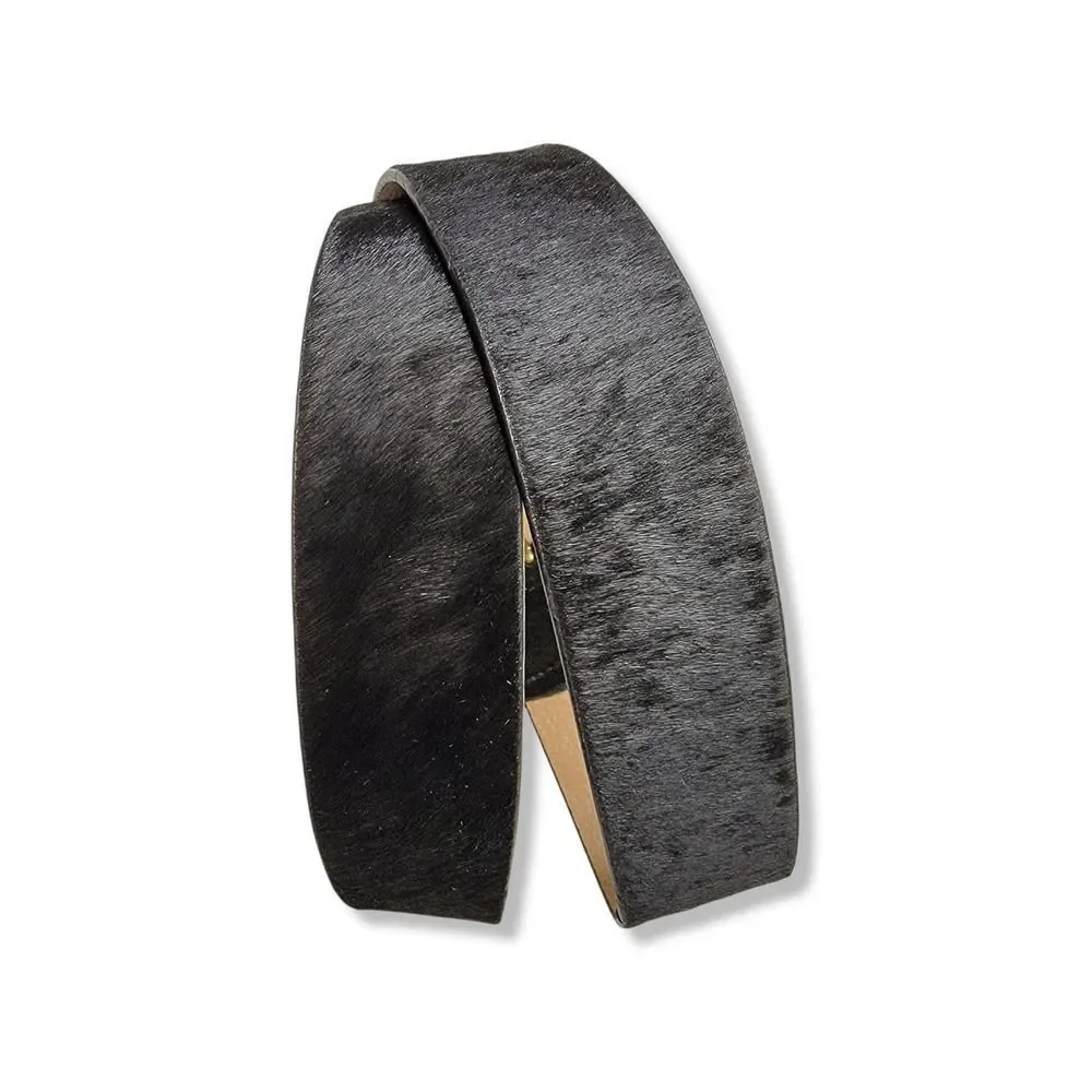 Lake Shore Drive Animal Print Belt Hair On Leather Gold Buckle Large